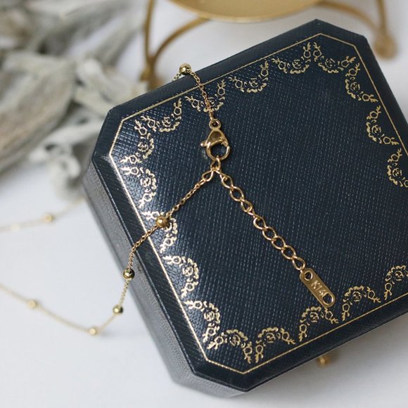 18K Gold Plated Diamond Drop Link Chain Necklace - Picture 9 of 10